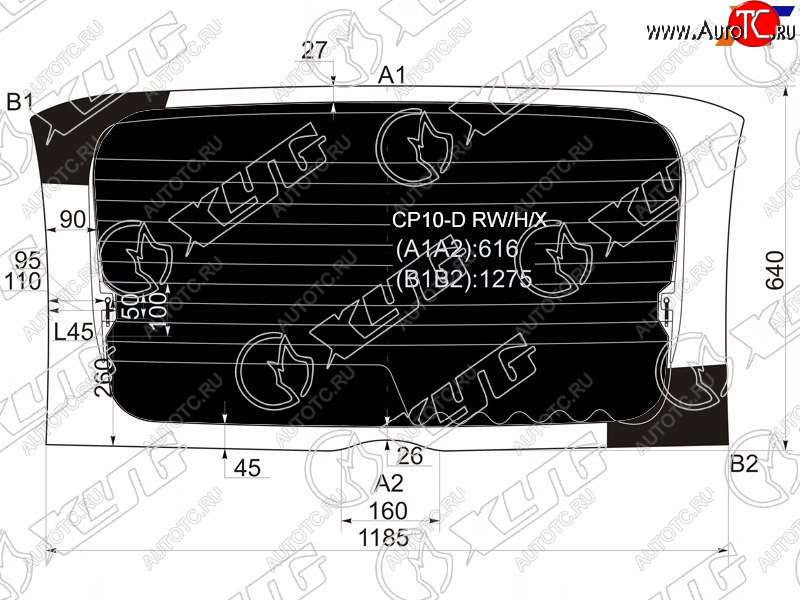 Стекло заднее (Затемненное Обогрев) Toyota Funcargo 99-05  Yaris Verso 99-06 CP10-D RW/H/X