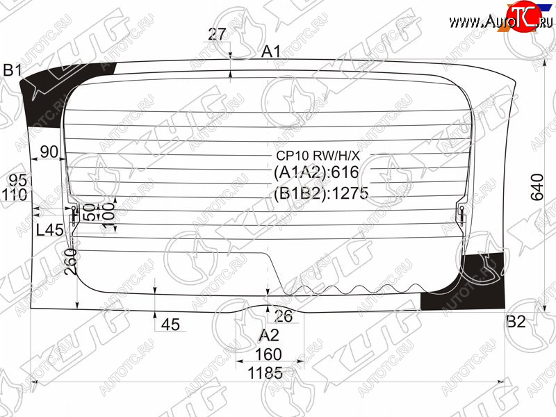 Стекло заднее (Цвет зеленый Обогрев) Toyota Funcargo 99-05  Yaris Verso 99-06 CP10 RW/H/X