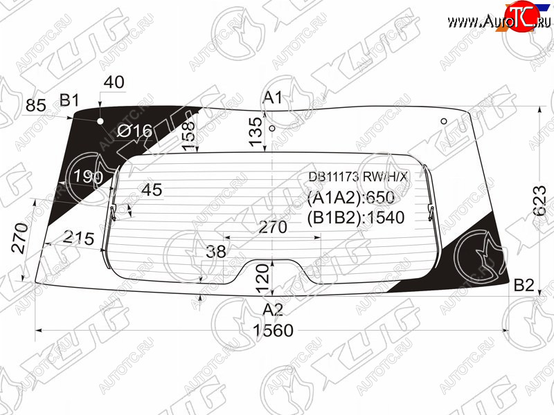 Стекло заднее (Цвет зеленый Обогрев) Chevrolet Tahoe 06-14  Cadillac Escalade 06-15  Chevrolet Su DB11173 RW/H/X