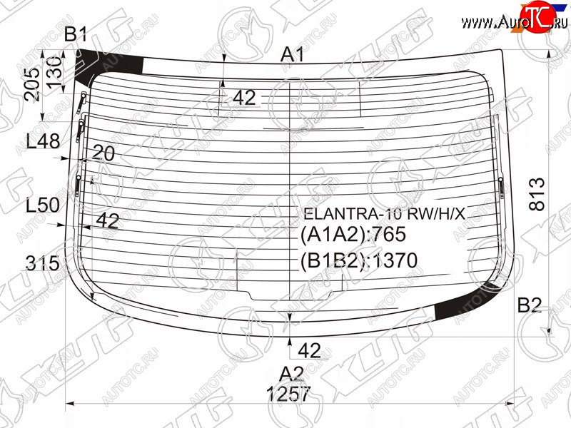 Стекло заднее (Цвет зеленый Обогрев Антенна) Hyundai i30 07-12 ELANTRA-10 RW/H/X