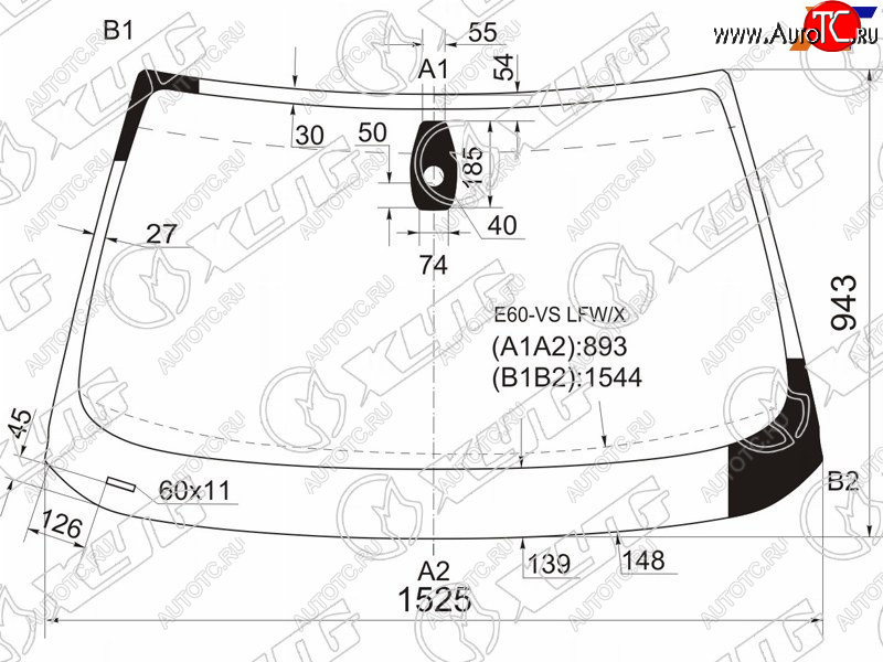 Стекло лобовое (Датчик дождя Круглый датчик дождя 4D SED5D WGN) BMW 5-Series 07-10 E60-VS LFW/X