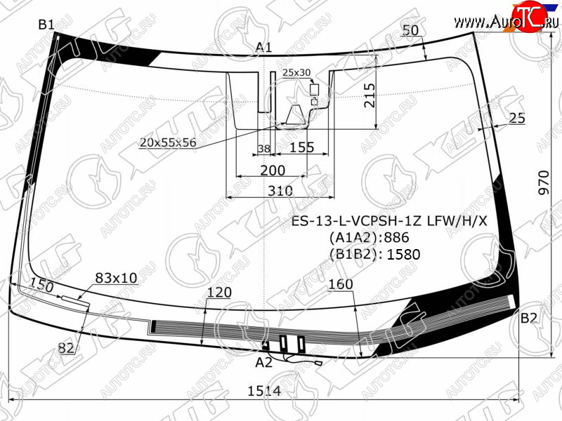 Стекло лобовое с обогревом щеток + дд + камера LEXUS ES 12-15                                        ES-13-L-VCPSH-1Z LFW/H/X