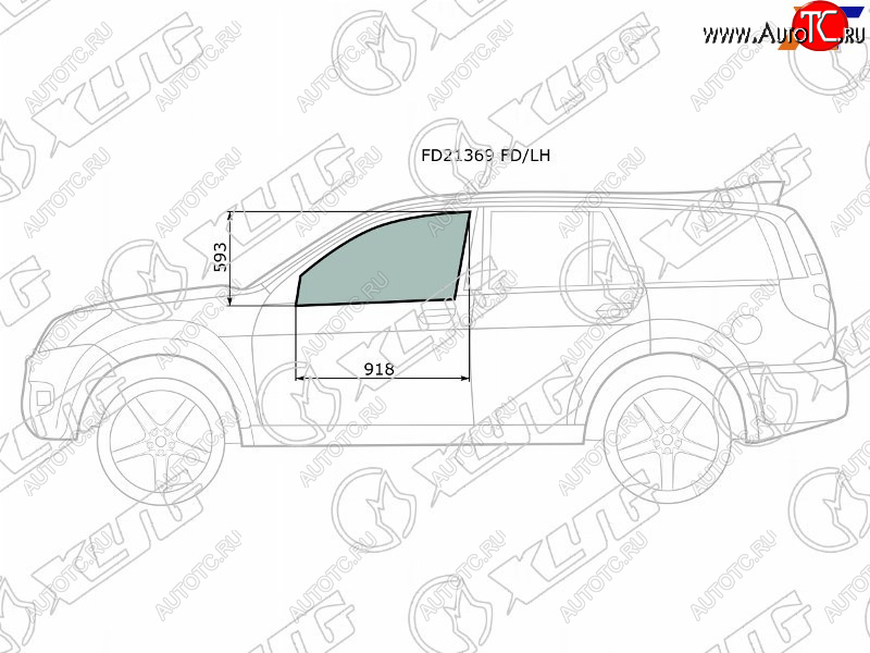 Стекло боковое опускное (Спереди Слева Цвет зеленый) Great Wall Hover 05-10  Hover H3 10-16  Hov FD21369 FD/LH