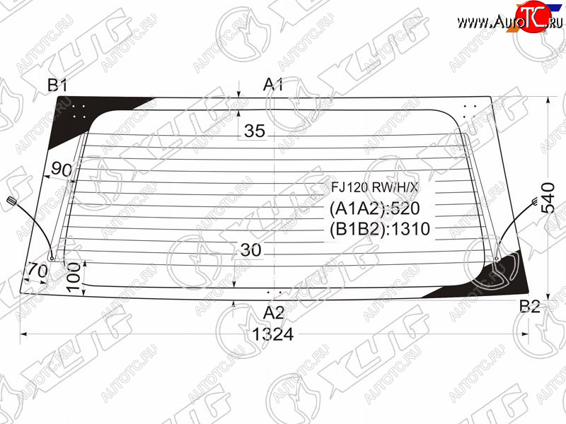 Стекло заднее (Цвет зеленый Обогрев) Toyota Land Cruiser Prado (J120) 02-09 FJ120 RW/H/X