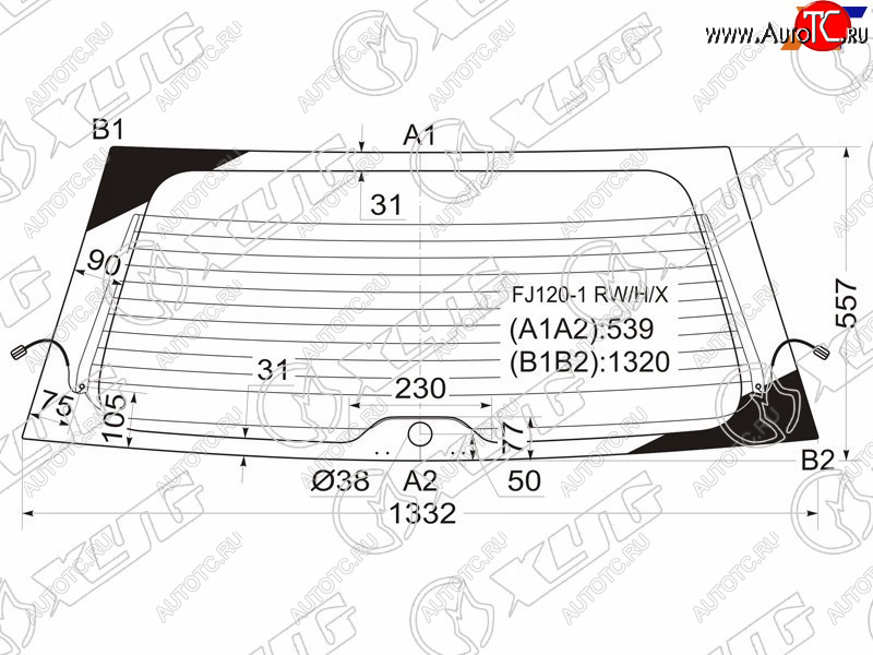 Стекло заднее (Цвет зеленый Обогрев) Toyota Land Cruiser Prado (J120) 02-09  Lexus GX 02-09 FJ120-1 RW/H/X