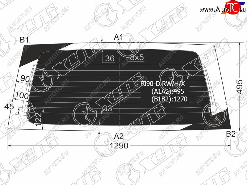 Стекло заднее (Затемненное Обогрев) Toyota Land Cruiser Prado (J90) 96-02 FJ90-D RW/H/X