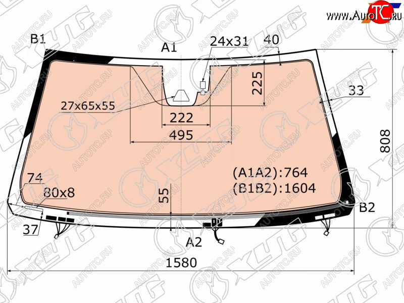 Стекло лобовое (Обогрев полный Камера Датчик дождя) Toyota Land Cruiser (J200) 15-21  Lexus LX 15 FJ200-L-VCPSSW LFW/W/X