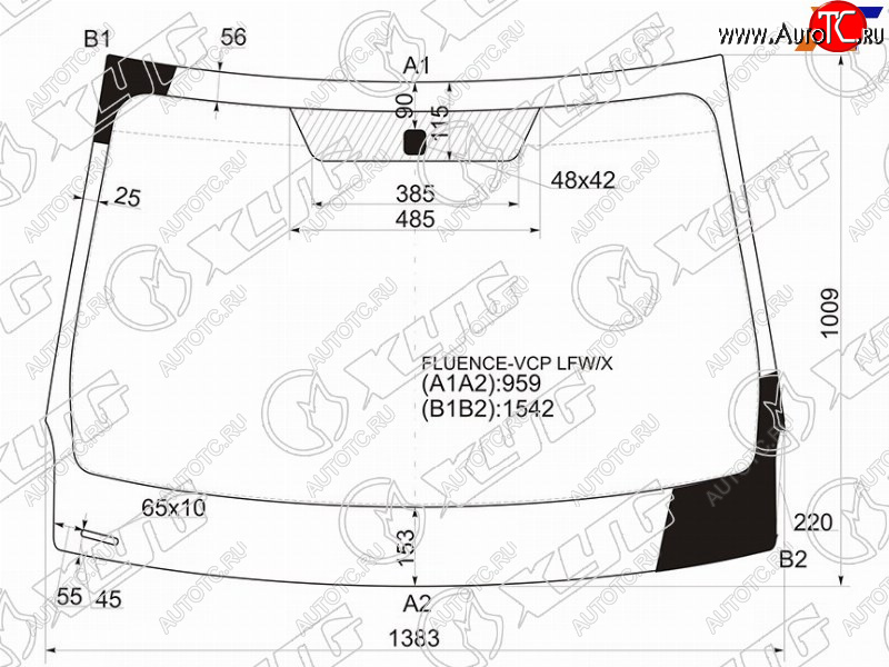 Стекло лобовое Renault Fluence 09-17  Megane 08-16 FLUENCE-VCP LFW/X