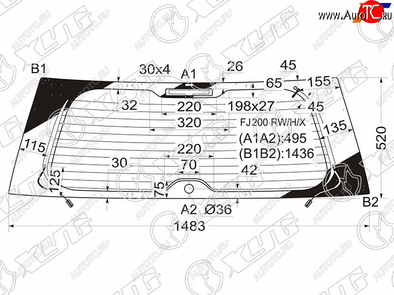 Стекло заднее (Цвет зеленый Обогрев Антенна) Toyota Land Cruiser (J200) 07-21 FJ200 RW/H/X