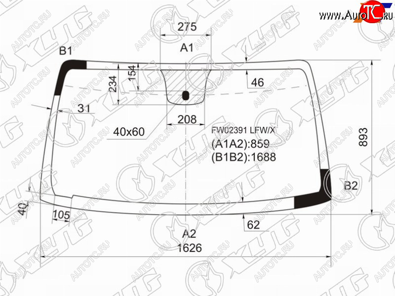 Стекло лобовое Infiniti QX56 04-10  Nissan Armada 03-16  Titan 03-15 FW02391 LFW/X