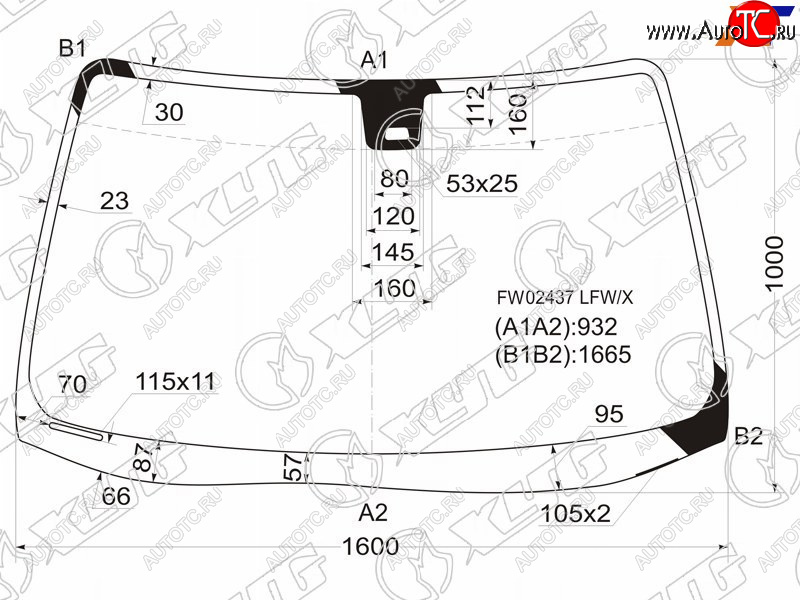 Стекло лобовое (Датчик дождя) Acura MDX 00-06  Honda MDX 03-06 FW02437 LFW/X