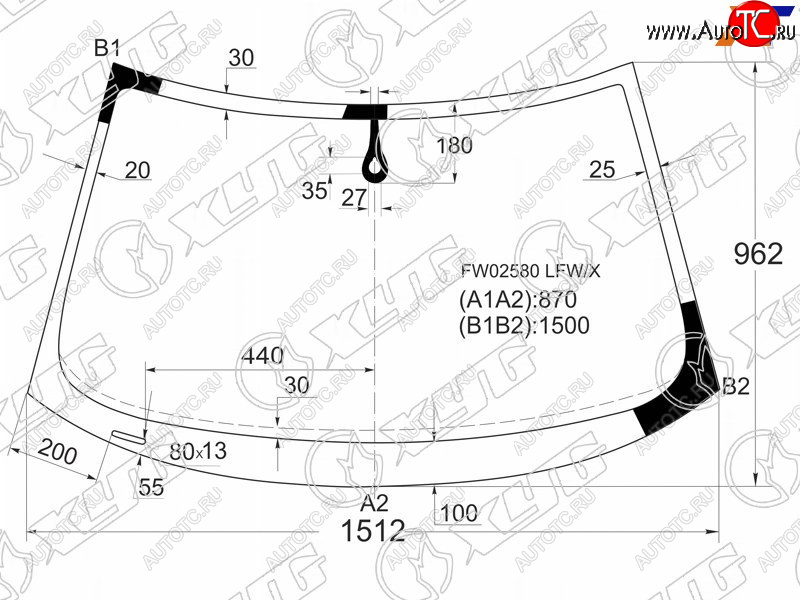 Стекло лобовое (Датчик дождя) Audi A3 03-13  S3 08-12 FW02580 LFW/X