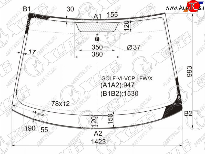 Стекло лобовое (Молдинг) Volkswagen Golf 03-16 GOLF-VI-VCP LFW/X