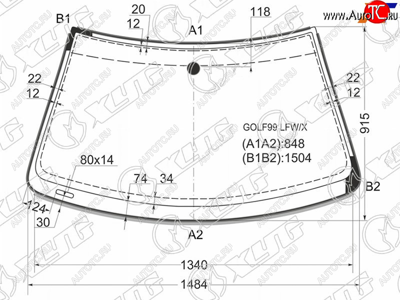 Стекло лобовое (Молдинг) Volkswagen Golf 97-06  Jetta 98-05  Bora 98-05 GOLF-99 LFW/X