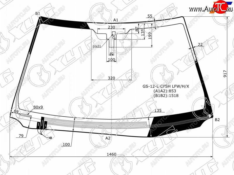 Стекло лобовое (Обогрев щеток Датчик дождя) Lexus GS 11-20  GS F 15- GS-12-L-CPSH LFW/H/X