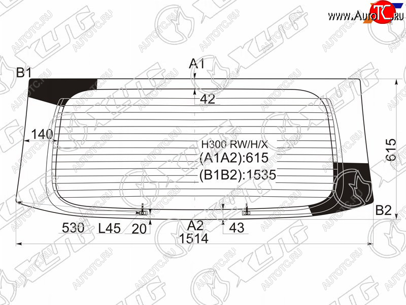 Стекло заднее (Цвет зеленый Обогрев) Hyundai H1 07-22  Starex 07-17 H300 RW/H/X