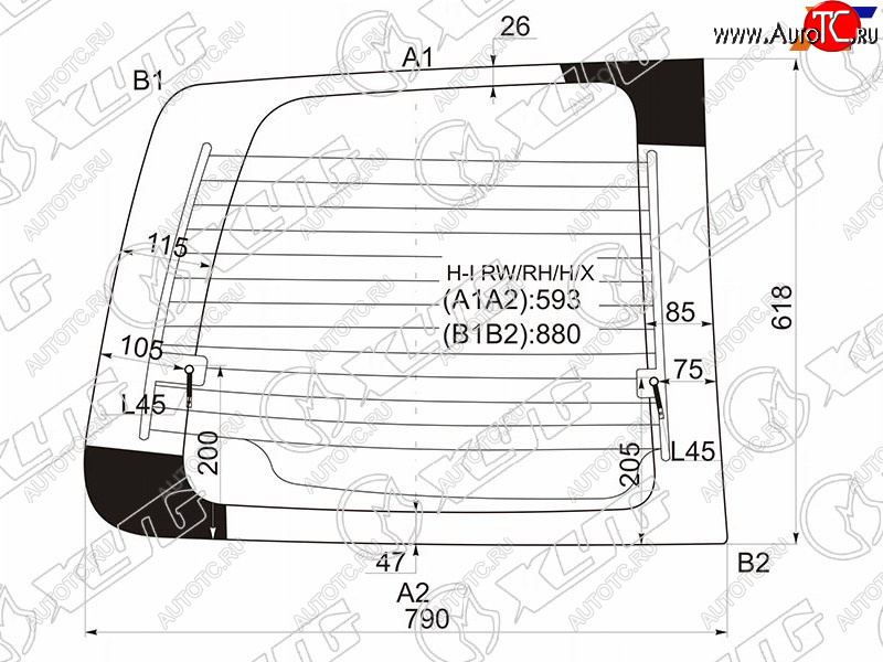 Стекло заднее (Цвет зеленый Обогрев) Hyundai H1 97-07  Starex 97-07 H-I RW/RH/H/X