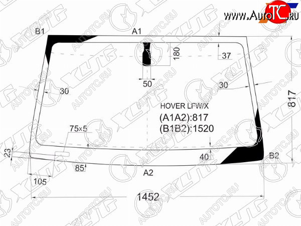 Стекло лобовое Great Wall Hover 05-10  Hover H3 10-16  Hover H5 11-16  Isuzu Axiom 01-04 HOVER LFW/X