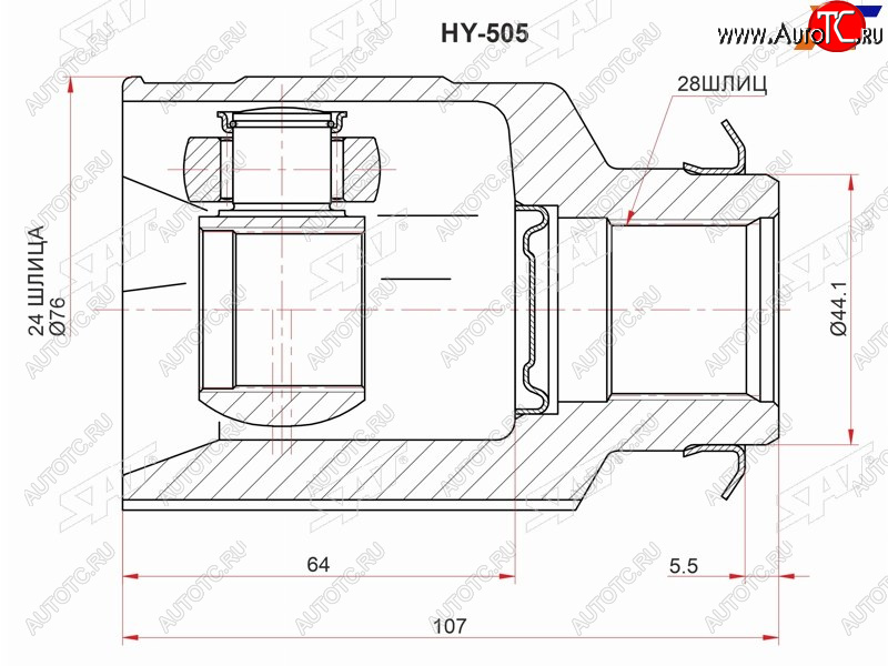 Шрус внутренний RH HYUNDAI CRETA 2,0 АКПП 15- 4WD HY-505