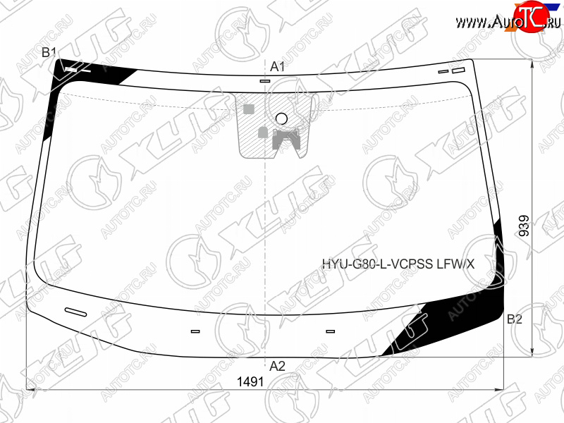 Стекло лобовое (Камера Датчик дождя) Genesis G80 17-20  Hyundai Genesis 14-17 HYU-G80-L-VCPSS LFW/X