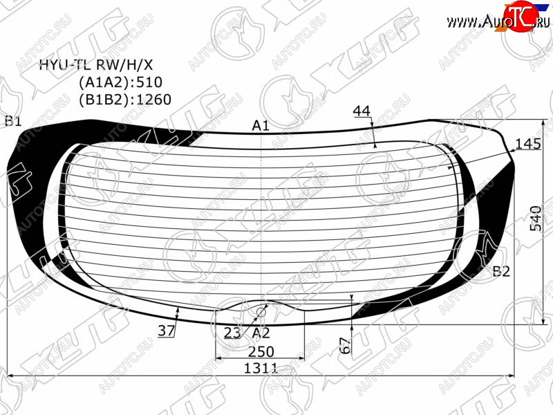 Стекло заднее (Цвет зеленый Обогрев) Hyundai Tucson 15-21 HYU-TL RW/H/X