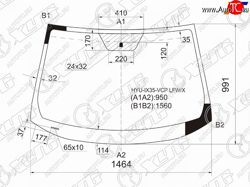 Стекло лобовое Hyundai ix35 09-15  Tucson 09-15 HYU-IX35-VCP LFW/X