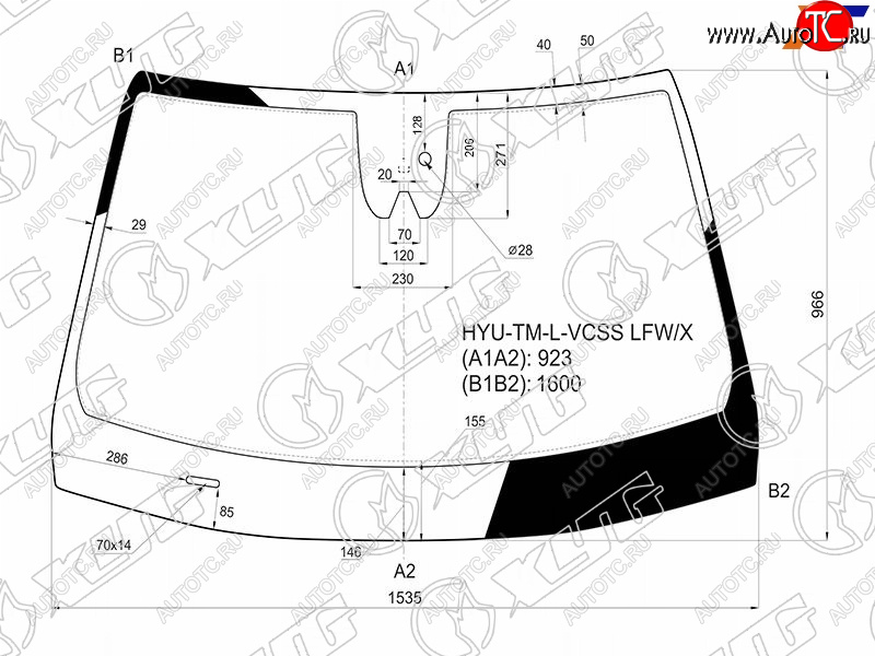 Стекло лобовое (Камера Датчик дождя Место под датчик запотевания) Hyundai Santa Fe 18-21 HYU-TM-L-VCSS LFW/X