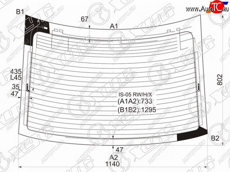 Стекло заднее (Цвет зеленый Обогрев Антенна) Lexus IS F 07-14  IS200d 10-13  IS220d 05-10  IS25 IS-05 RW/H/X