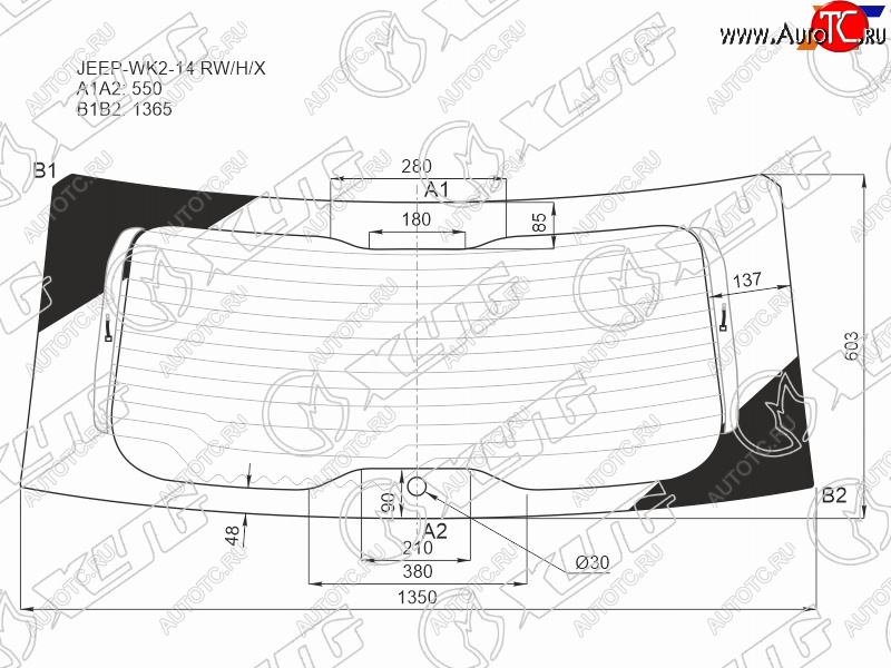 Стекло заднее (Цвет зеленый Обогрев) Jeep Grand Cherokee 10-22 JEEP-WK2-14 RW/H/X