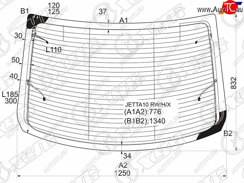 Стекло заднее (Цвет зеленый Обогрев Антенна) Volkswagen Jetta 10-19 JETTA-10 RW/H/X