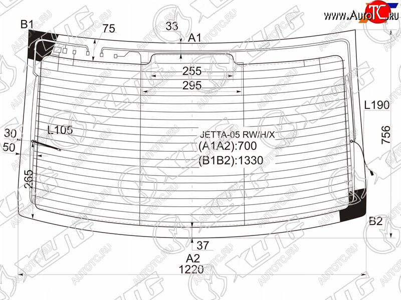 Стекло заднее (Цвет зеленый Обогрев Антенна 4D SED) Volkswagen Jetta 05-10 JETTA-05 RW/H/X