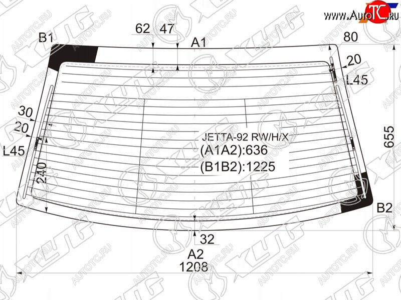 Стекло заднее (Цвет зеленый Обогрев Антенна) Volkswagen Jetta 91-98  Vento 92-95 JETTA-92 RW/H/X