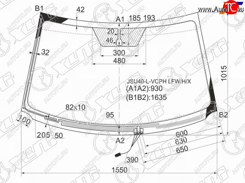 Стекло лобовое (Обогрев щеток) Toyota Highlander 07-13  Kluger V 07-13 JSU40-L-VCPH LFW/H/X