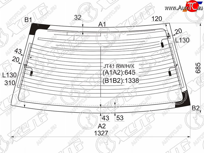 Стекло заднее (Цвет зеленый Обогрев Антенна) Mitsubishi Lancer 02-10  Lancer Cedia 00-03  Lancer JT41 RW/H/X