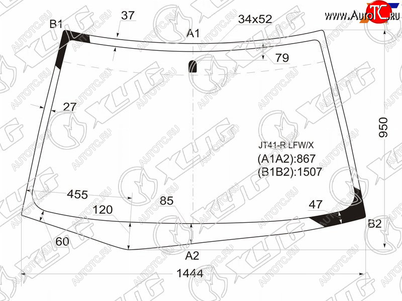 Стекло лобовое Mitsubishi Lancer 02-10  Lancer Cedia 00-03  Lancer Evolution 01-08 JT41-R LFW/X