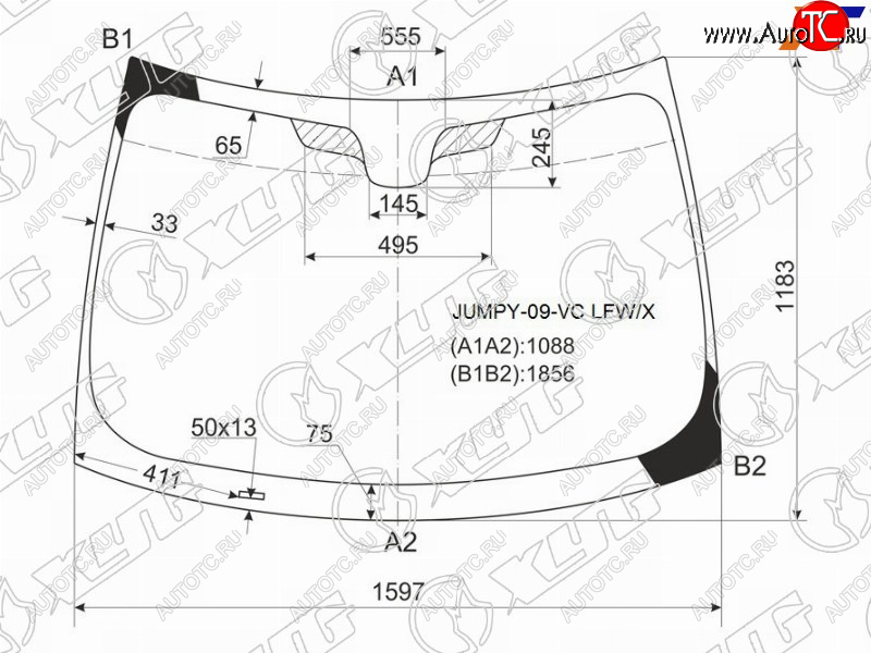 Стекло лобовое Citroen Jumpy 07-17  Fiat Scudo 07-16  Peugeot Expert 07-17 JUMPY-09-VC LFW/X