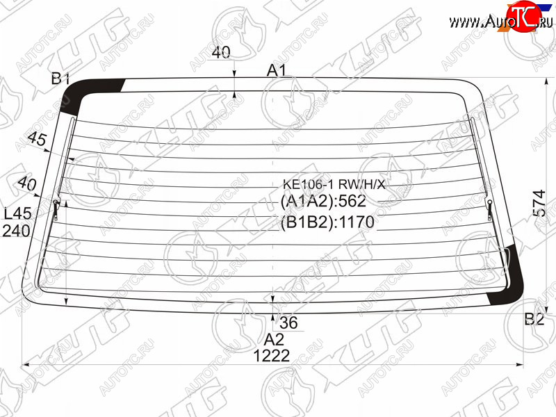 Стекло заднее (Цвет зеленый Обогрев Фонари хрусталь) Toyota Corolla (E100) 91-02  Sprinter 93-02 KE106-1 RW/H/X