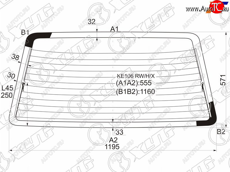 Стекло заднее (Цвет зеленый Обогрев) Toyota Corolla (E100) 91-02  Sprinter 93-02 KE106 RW/H/X