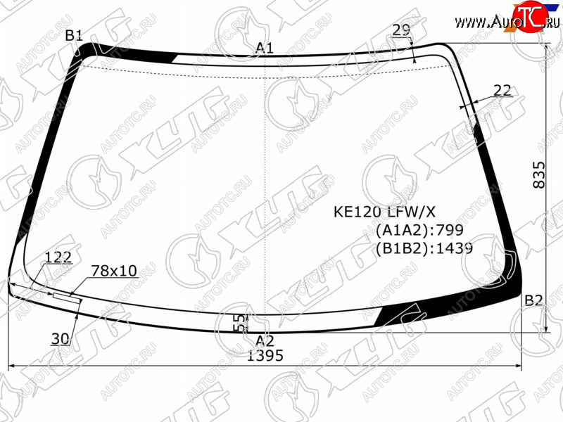 Стекло лобовое (4D SED5D WGN) Toyota Corolla (E110) 95-01  Sprinter 95-00  Sprinter Carib 95-02 KE120 LFW/X