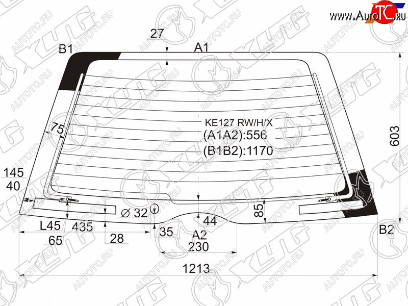 Стекло заднее (Цвет зеленый Обогрев) Toyota Corolla (E110) 95-01  Sprinter Carib 95-02 KE127 RW/H/X