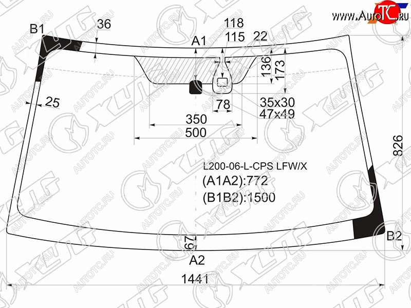 Стекло лобовое (Датчик дождя) Mitsubishi L200 07-16  Pajero Sport 08-17  Montero Sport 08-17  Tri L200-06-L-CPS LFW/X