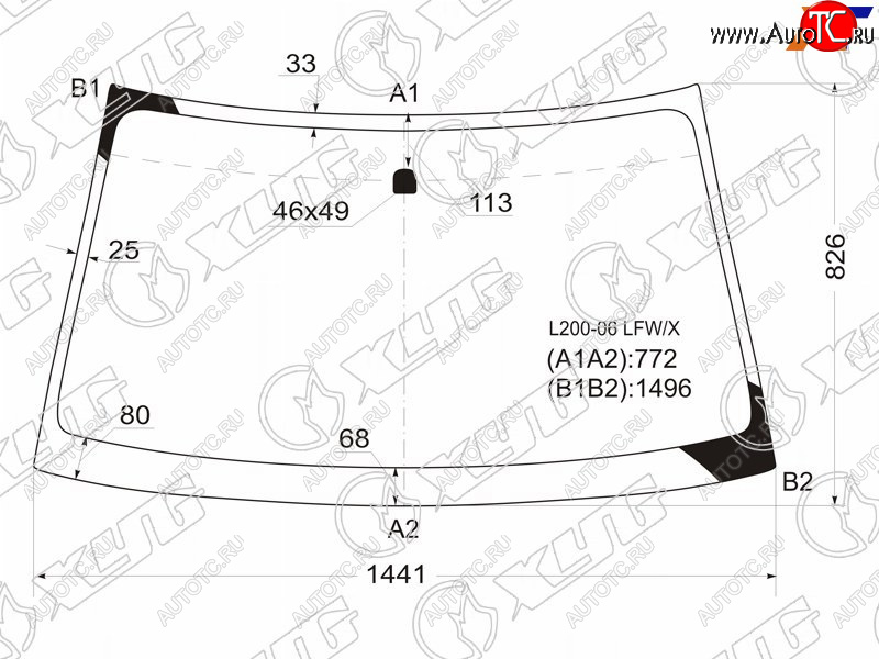 Стекло лобовое Mitsubishi L200 07-16  Pajero Sport 08-17  Montero Sport 08-17  Triton 06-11 L200-06 LFW/X