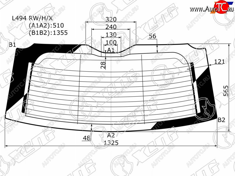 Стекло заднее (Цвет зеленый Обогрев) Land Rover Range Rover Sport 13-22 L494 RW/H/X