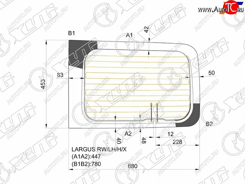 Стекло заднее (Цвет зеленый Обогрев Левое) Dacia Logan 04-08  Logan Mcv 08-12  LADA Largus 12-  LARGUS RW/LH/H/X