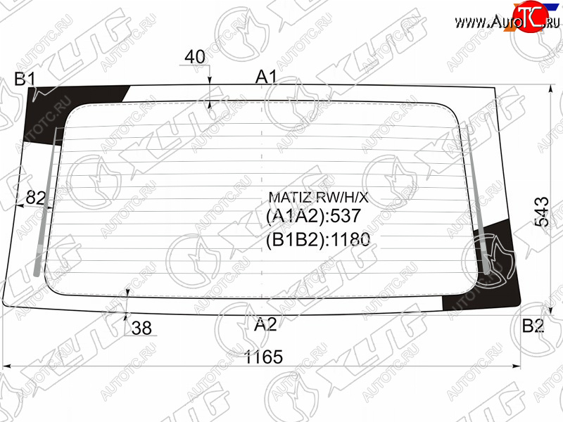 Стекло заднее (Цвет зеленый Обогрев) Chevrolet Matiz 04-05  Daewoo Matiz 97-15  Nexia 94-16 MATIZ RW/H/X