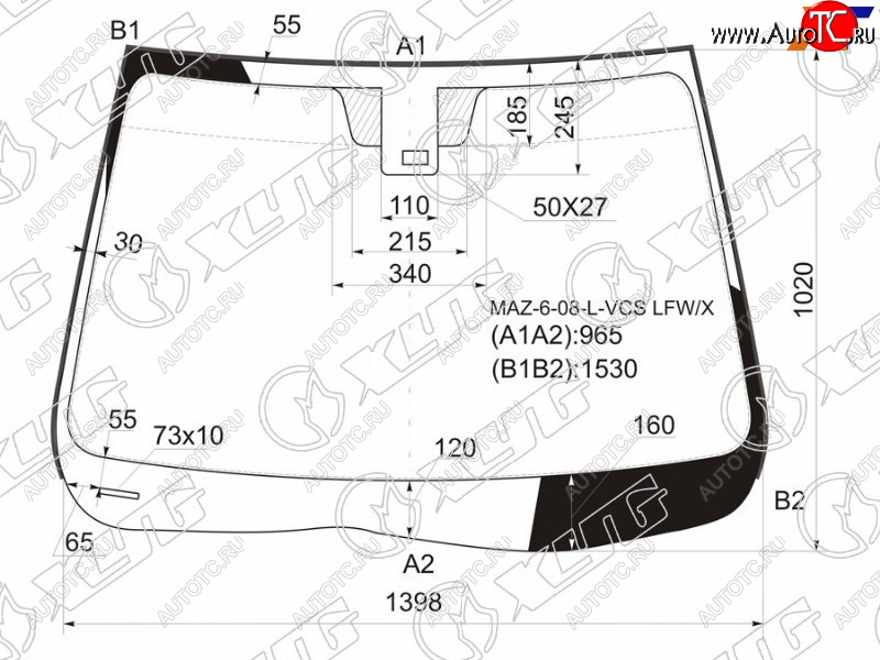 Стекло лобовое (Датчик дождя Молдинг) Mazda 6 07-12 MAZ-6-08-L-VCS LFW/X