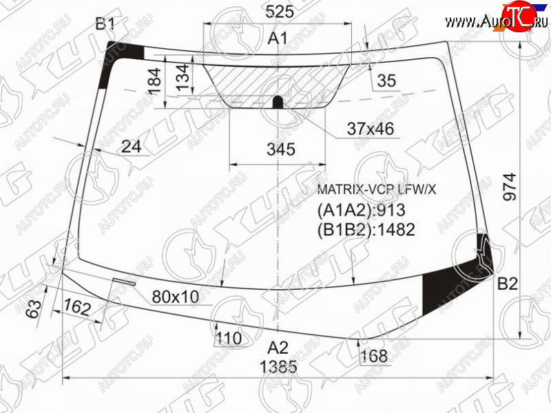 Стекло лобовое Pontiac Vibe 08-10  Toyota Matrix 08-13 MATRIX-VCP LFW/X