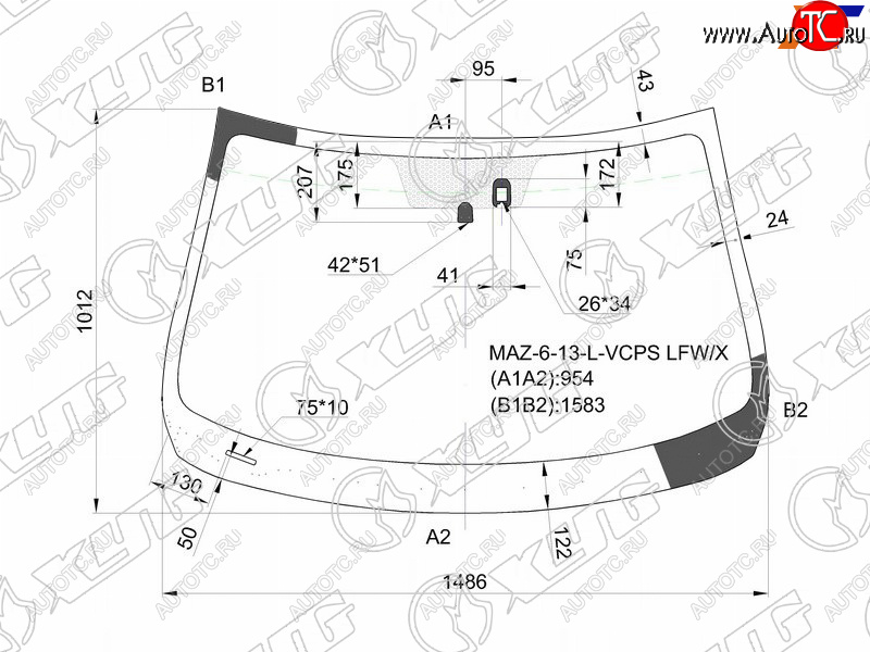 Стекло лобовое (Датчик дождя) Mazda 6 12- MAZ-6-13-L-VCPS LFW/X