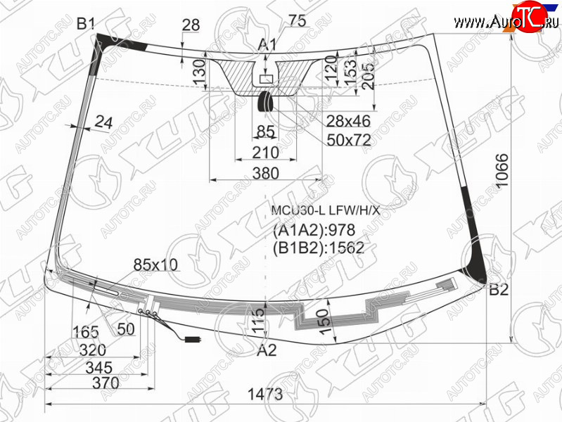 Стекло лобовое (Обогрев щеток Датчик дождя) Lexus RX 03-09 MCU30-L LFW/H/X