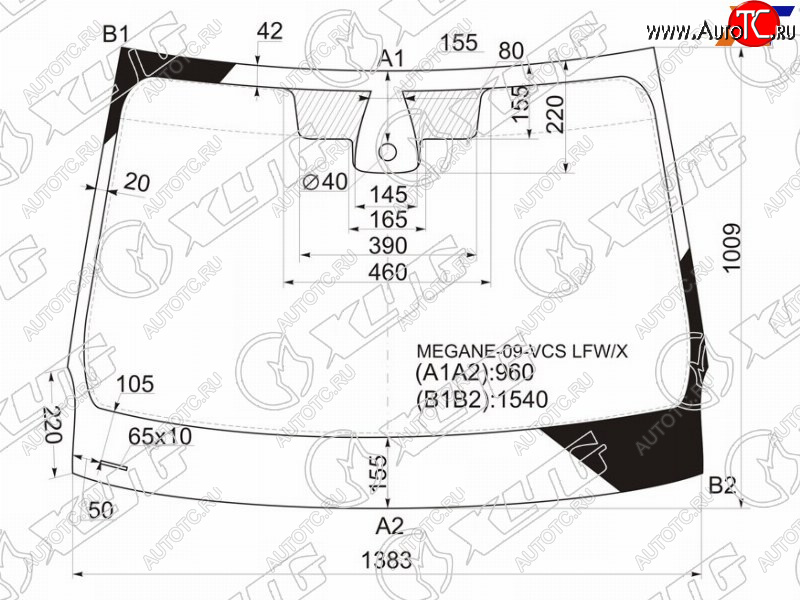 Стекло лобовое (Датчик дождя) Renault Fluence 09-17  Megane 08-16 MEGANE-09-VCS LFW/X